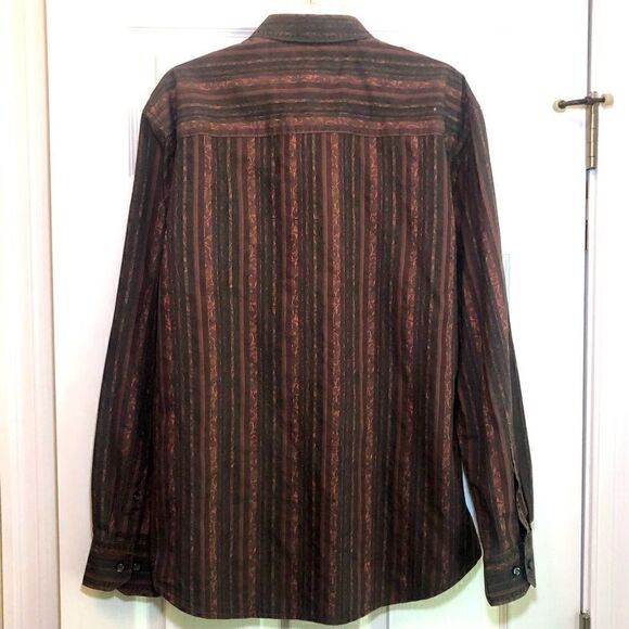 J Campbell Los Angeles Striped Long Sleeve Shirt in Brown/Black Men’s Large - Picture 4 of 7